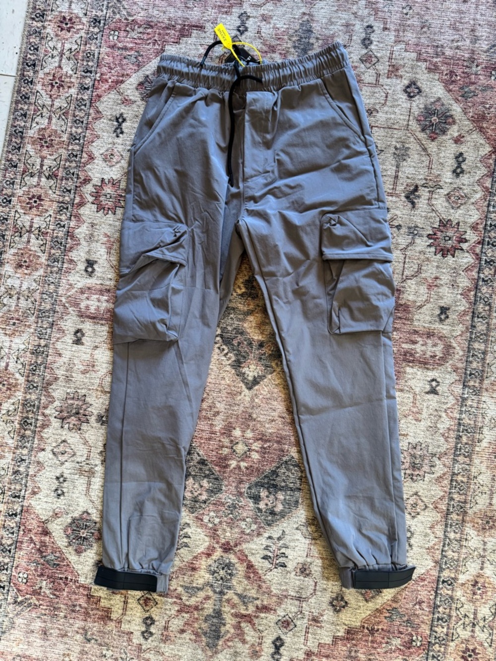 Men's Gray Cargo Jogger Pants with Utility Pockets